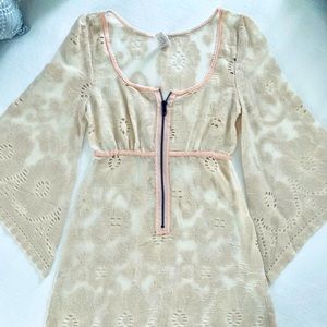 💋FREE PEOPLE Lace Zip-Up Dress/Beach Cover